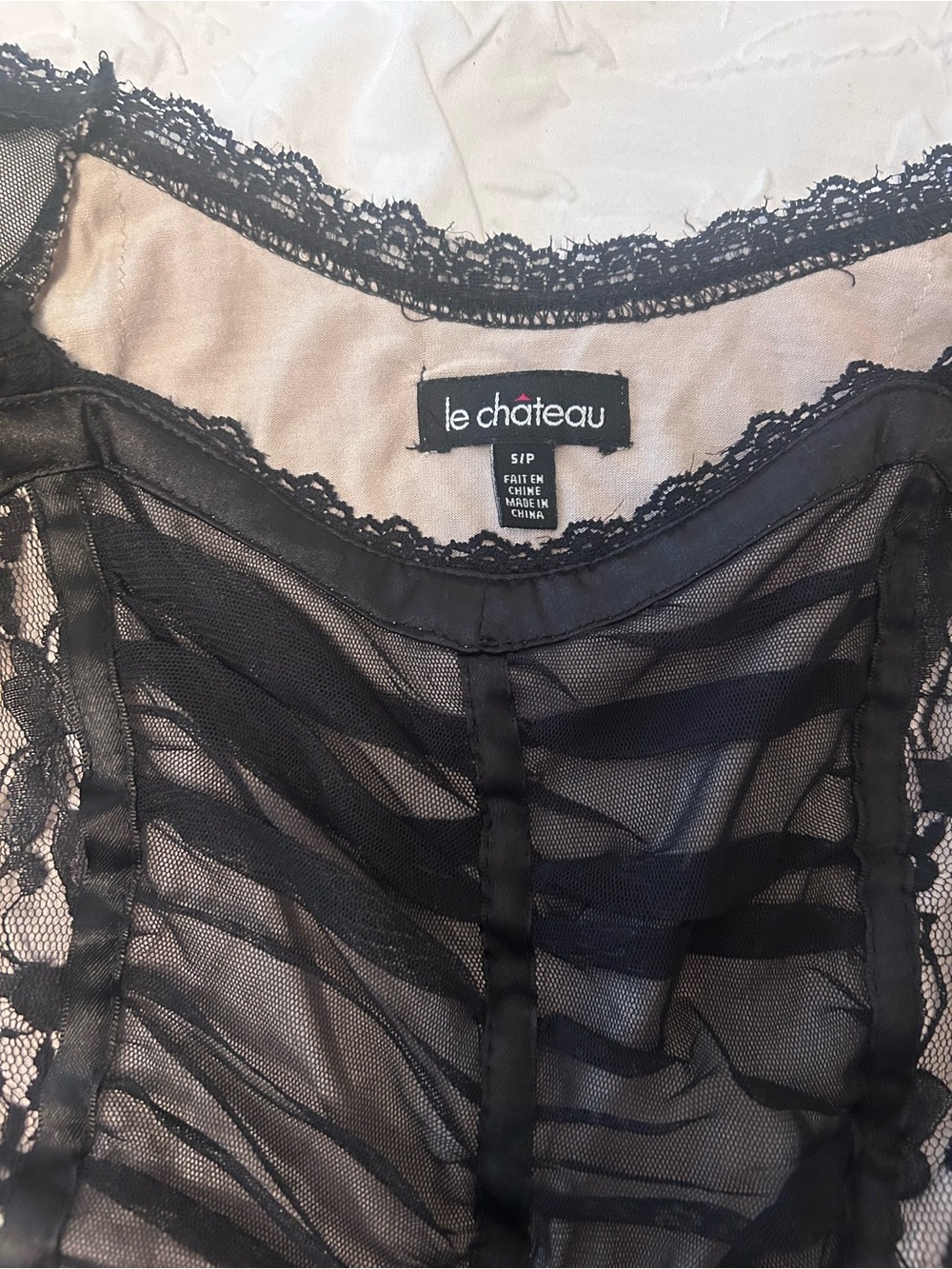 Vintage Le Château Black Lace Ruched Corset Top - Picture 3 of 3